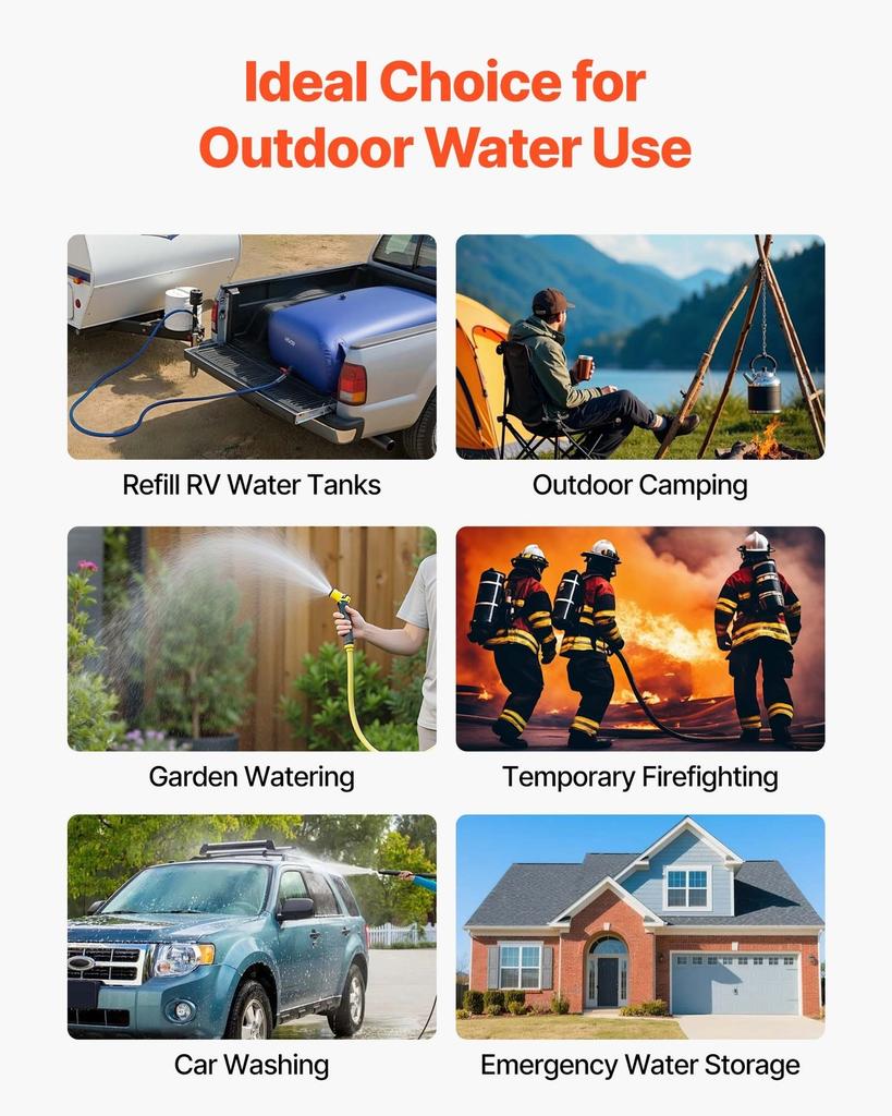Water Storage Bladder, 540L Portable & Collapsible Water Storage Bag, Wear-Resistant 1000D PVC Soft Waters Bag, Leakproof Camping Tank Containers for