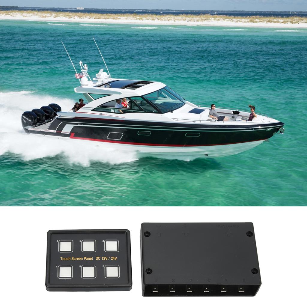 6 Gang Touch Screen Switch Panel ABS Slim Touch Control Panel Waterproof DC 12‑24V for RV Boat Yacht