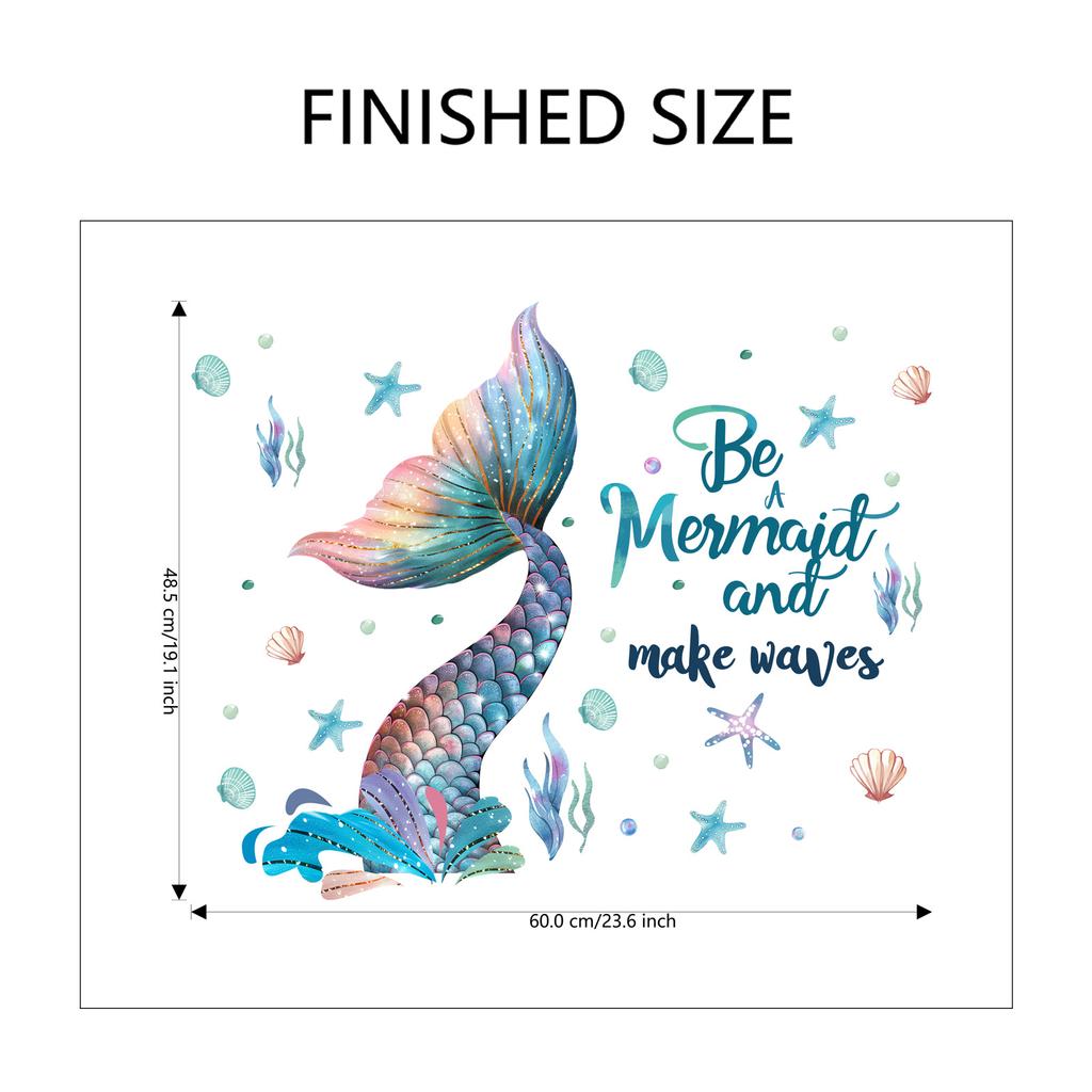 Tegneserie Havfrue veggklistremerker for soverommet Bakgrunn Barnerom Stue dekorasjon