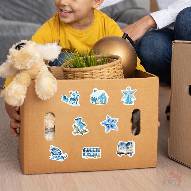 50Pcs/Set Blue Merry Christmas Series 03 Stickers DIY Fashion Waterproof Doodle Decals Stickers