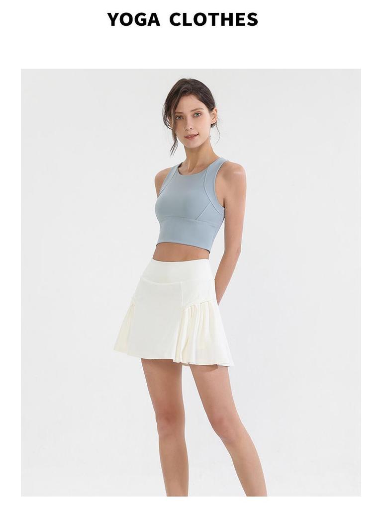 Women's Summer Two-Piece Sports Skort: Breathable, High-Waist Tennis Skirt with Anti-Exposure Yoga Shorts for Running and Training