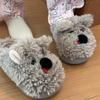 Fashion Indoor Fluffy Slippers For Women Men Winter Warm Shoes Cute Cartoon Dog Soft Plush Anti-slip Couples Home Floor Cotton Slides