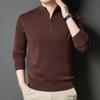 Men Half High Collar Zipper Warm Knitted Pullover Sweater