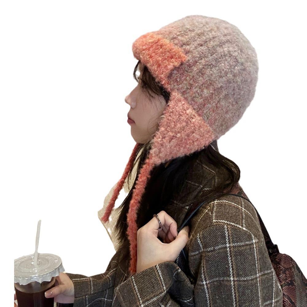 Hat Winter Female Gradual Change Show Face Small Ear Protector Wool Hat Warm Knitted Hat Versatile Cold Hat Tide