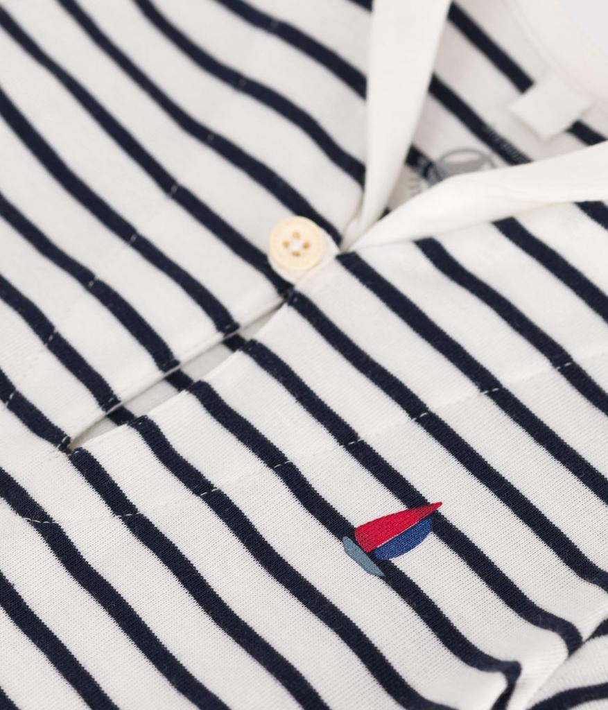 Short Rompers A0CG2 12 Months 74cm [Petit Bateau] Off-White/Navy