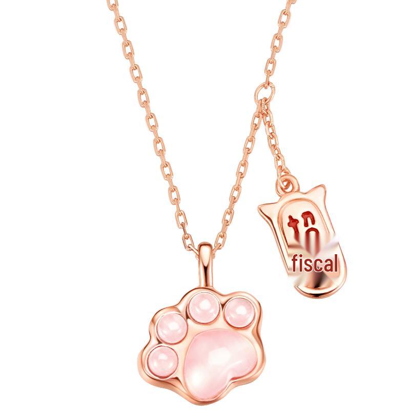 S925 Sterling Silver Cat Paw Pendant Necklace