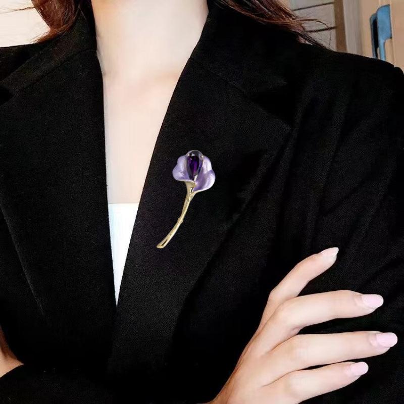 High-Grade Enamel Color Calla Lily Flower Brooch, High-End Sense, Elegant Temperament, Corsage Jacket, Versatile And Exquisite Pin