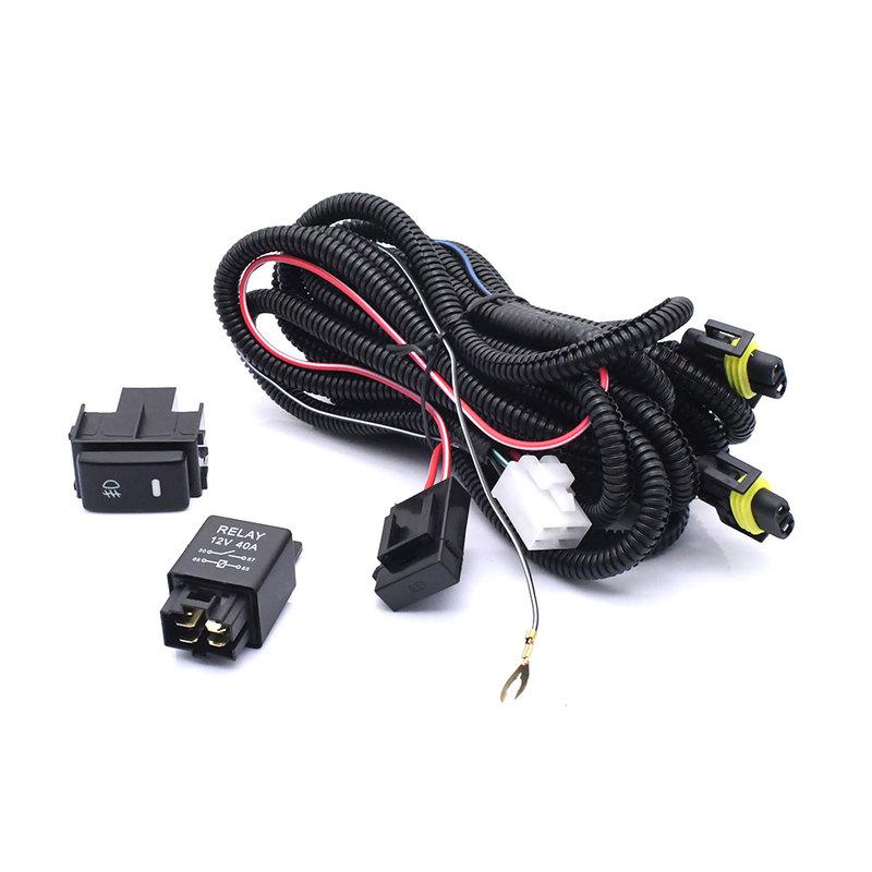 H11 H8 H16 Fog Light Lamps Wiring Harness LED Indicator Switch Kit 12V 40A Relay