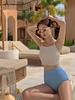 New Women's Color Block Slimming Swimsuit - Conservative Korean Style Beachwear, Available in 2 Colors
