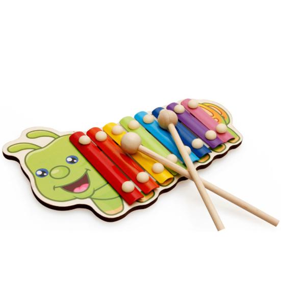

Wooden Hand Knock Musical Animal Xylophone 8 Keys Instrument Percussion Kids Toy Caterpillar
