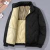 Men Cotton Coat Thickened Warm Thermal Zipper Closure Jacket with Pockets Stand Collar Long Sleeve Outwear