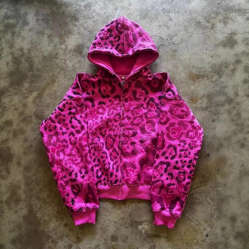 Printed Hooded Long Sleeve Sweatshirt Jacket Unisex Casual Top