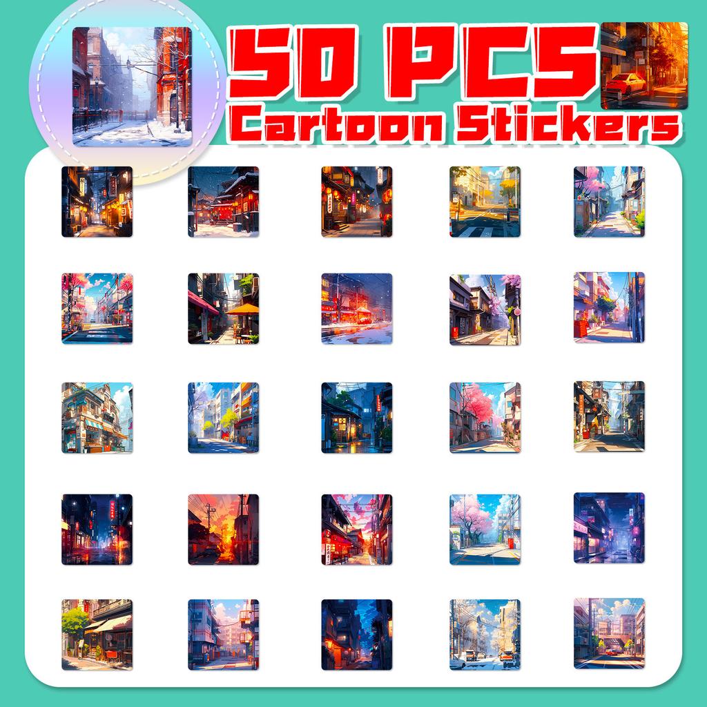 50 Beautiful Street Stickers Healing Scenery Street Stickers Daily Literary Lens Suitcase Stickers