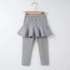 Spring & Autumn Girls' Ruffle Skirt Leggings - Korean Style, Elastic Fit, Fashionable Outerwear Pants
