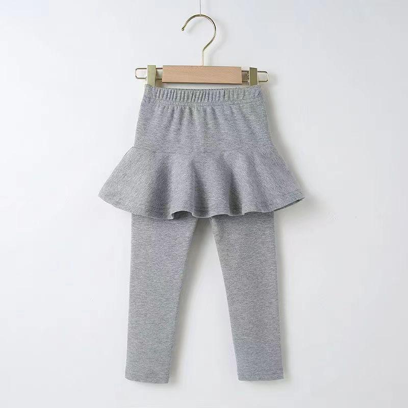 Spring & Autumn Girls' Ruffle Skirt Leggings - Korean Style, Elastic Fit, Fashionable Outerwear Pants