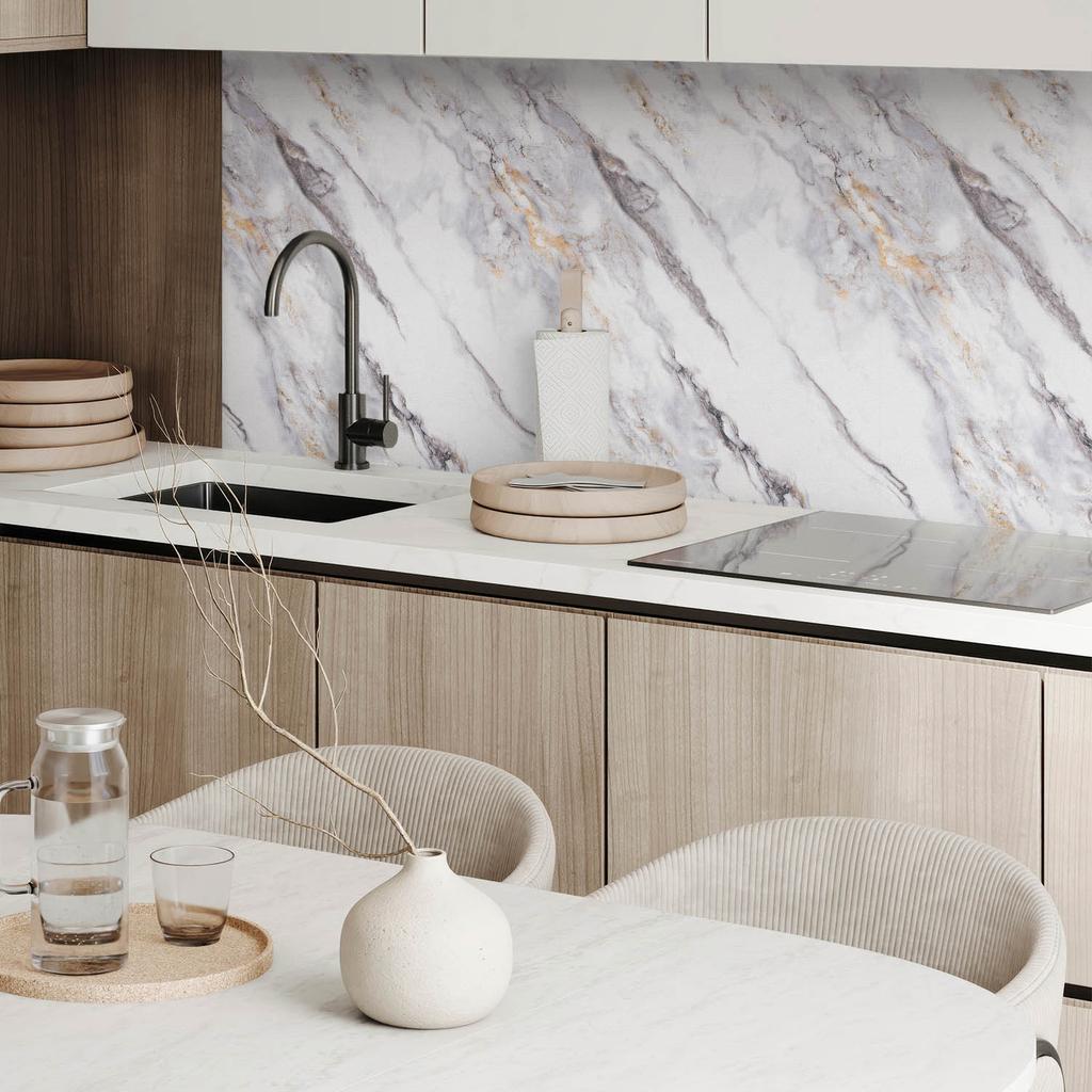 PVC Panel With Motif Easy Decoration For Dining Room 120x60 cm Elegant Marble Pattern