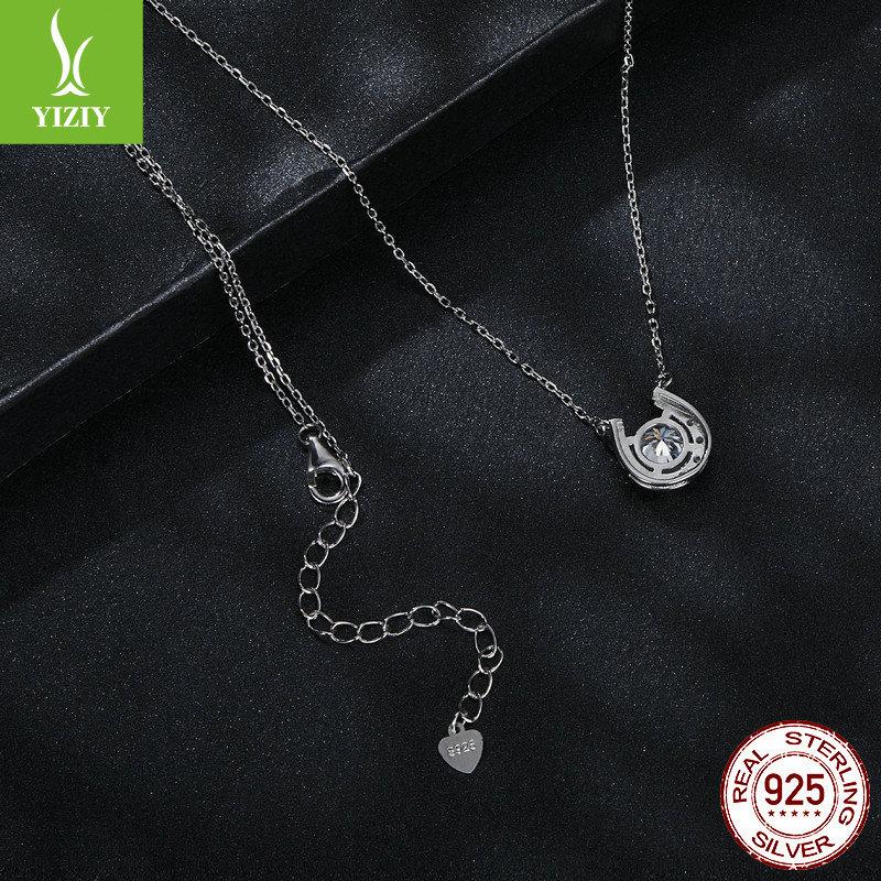Shining One-Carat Mozzarella Diamond Necklace, Simple Horseshoe 925 Sterling Silver Premium Collarbone Chain