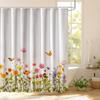 Farbige Badezimmer Vorhänge Floral Polyester Druck Wasserdicht Waschbar Modernes Vorhang Set Mit Haken Zuhause Weiß Duschvorhang