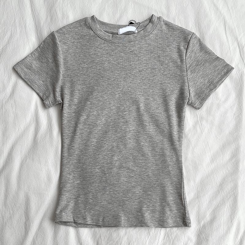 

Rena Shop Owner Cotton Minimalist Pure Color Short Sleeve T-shirt White Flower Ash XL