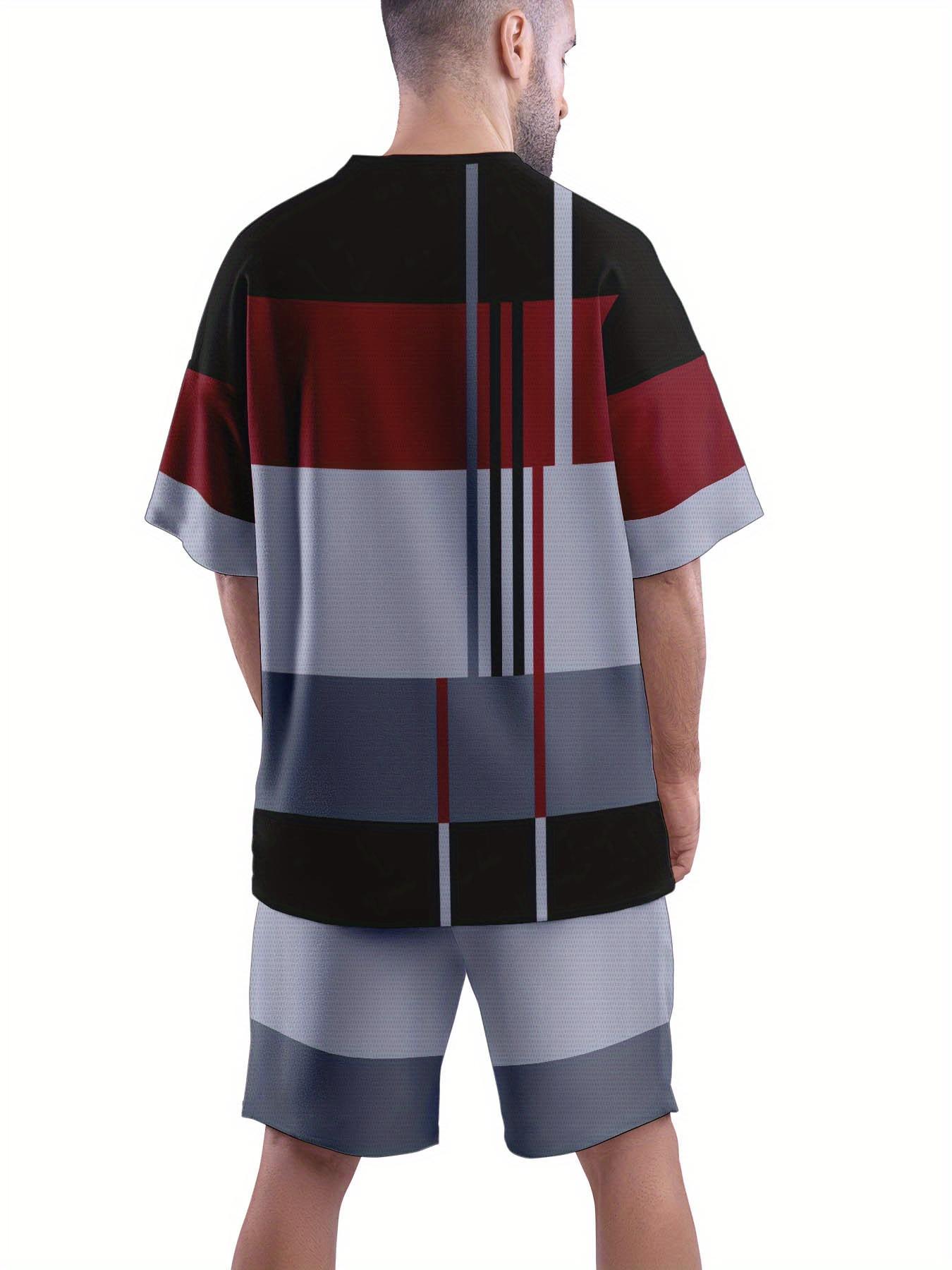 

Men S Breathable Outdoor Casual T-Shirt And Shorts Set, Summer 3D Printed Leisure Sports Outfit for Adults L