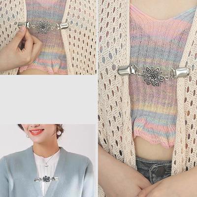 6 Stück Cardigan-Clip Vintage Pullover-Clip Schal Kragen Metallclip Pullover Schal Clip-On Verschlüsse Cardigan Sicherheitsnadel