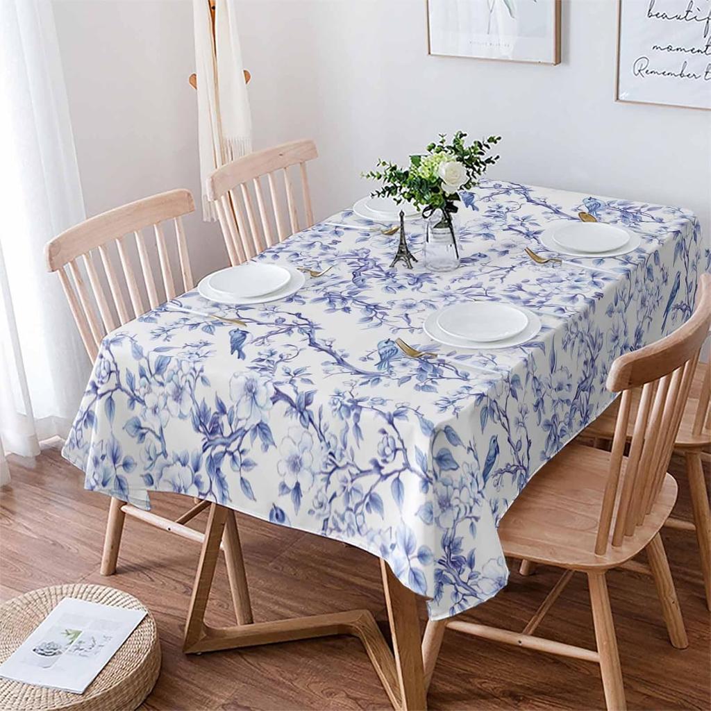 Uccelli Blu Foglie Floreali Ramo Tovaglia Impermeabile Decorazione Tavola Cucina Rustica Tavola da Pranzo Decorazioni per Matrimonio