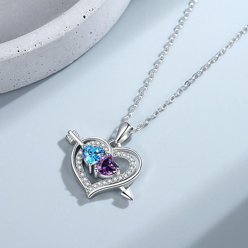 New Love God Arrow Necklace: Heart To Heart Love Love Double Color Fashion Creative Hollow Collar Chain for Girlfriend