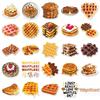50pcs Waterproof Waffle Dessert Cartoon Stickers for Cake Storage Decoration