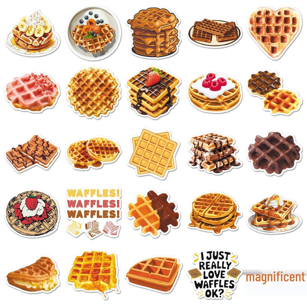 50pcs Waterproof Waffle Dessert Cartoon Stickers for Cake Storage Decoration