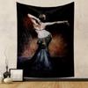 A graceful figure in a decorative outfit with dynamic, flowing movement. Patterned tapestry for bedroom and living room home decor