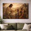 Jesus Blessing the Children Wall Art, Christian Canvas Print, Biblical Family Artwork, Faith Decor, Christian Kids Room Wall Decor