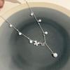 Hollow Double Butterfly Duplex Tassel Necklace Light Luxury Niche Design French Pearl Clavicle Chain Princess on the Run