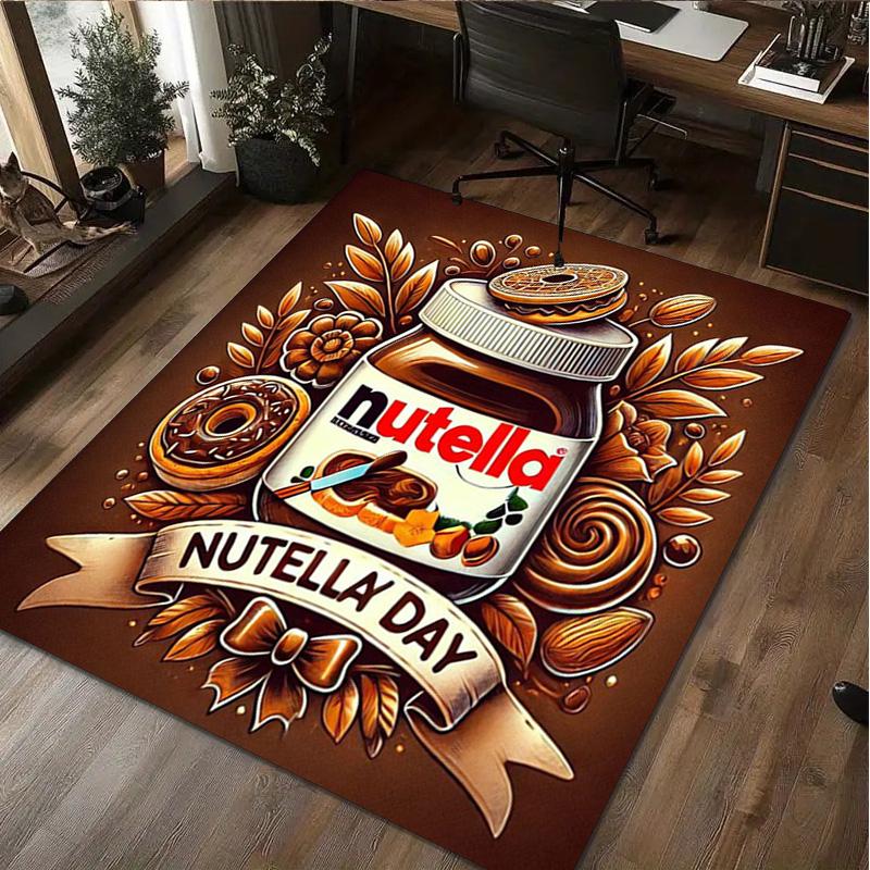 Nutella Schoko-Haselnuss-Aufstrich Glas Brotmesser Teppich für Zuhause Büroteppich Teppich für Zimmerbereich Bürostuhlpolster Feiertagsgeschenk