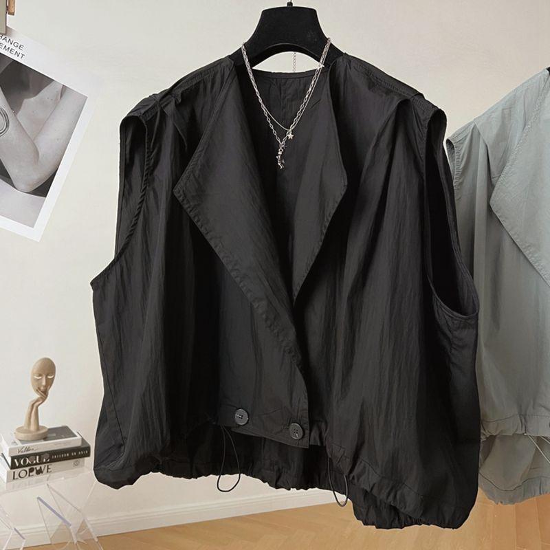 Nadměrný ležérní kabát vesta dámský letní plus size bez rukávů topy Y2k volné kardigany bundy