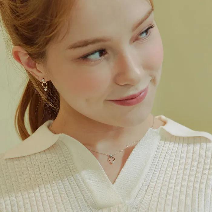 Pearl Cubic Round Necklace (Silver 925) SHNE0004