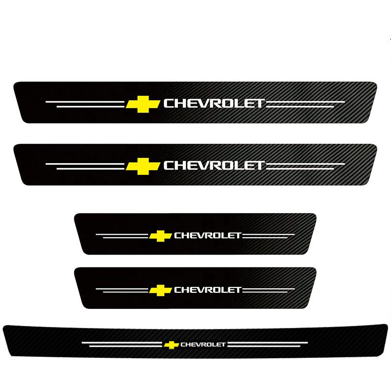 High-quality Carbon Fiber Car Door Sill Protector Sticker For Chevrolet Spark Captiva Cruze Tracker Epica Nubira Malibu Optra