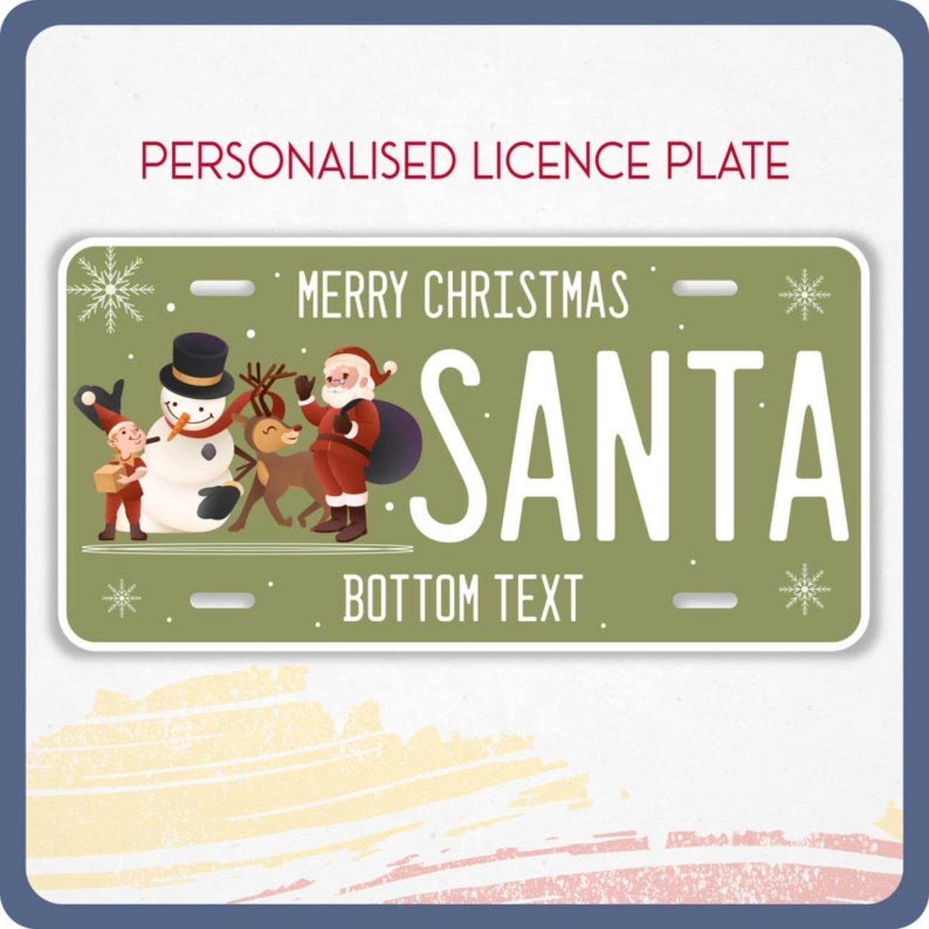 Personalized Santa Claus Car License Plate, Custom Christmas Vanity Tag, Festive Vehicle Decorative Ornament чёрный