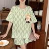 Pajamas Women'S Short-Sleeved Shorts Crew Neck Suit Students Sweet And Cute Cartoon Women'S Thin Loungewear Can Be Worn Outside