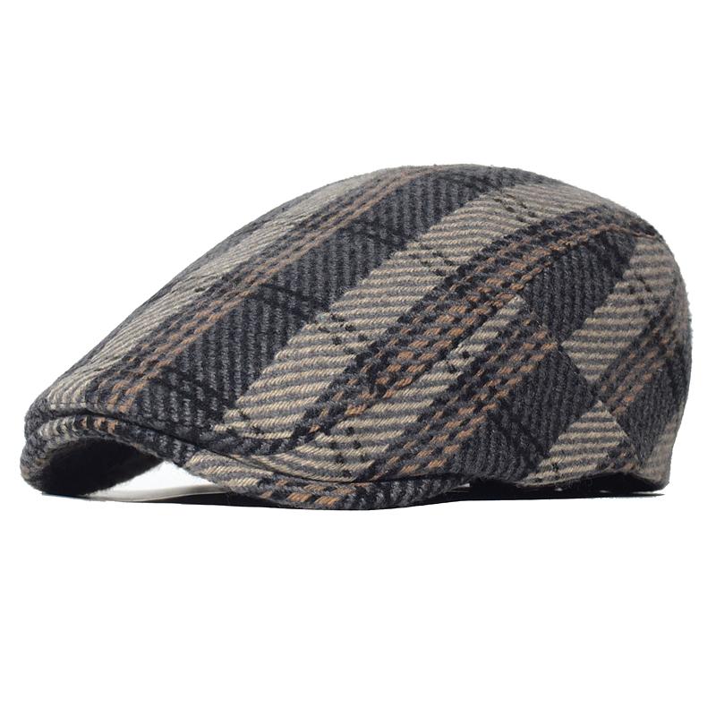 Herre Rutet Newsboy Hat Høst Vinter Mann Beret Menn Og Kvinner England Gatsby Retro Hat Driver Flat Cap