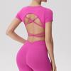 European & American Women's Seamless Sports Top with Built-in Bra & Stylish Back