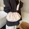 Yogodlns Fashionable Wrinkled Cloud Bag Soft Faux Fur Small Shoulder Bags for Women Winter Trend Handbags Crossbody Bag