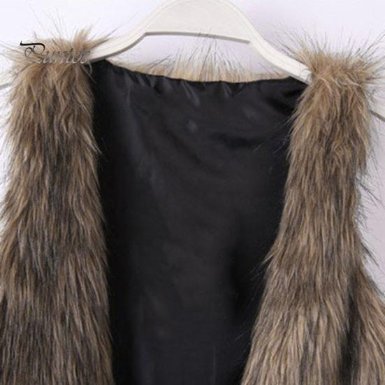 Ladies Vest Fall Winter Faux Leather Fur Fluffy Sleeveless Cardigan Lady Outerwear V Neck Thick Open Stitch Casual Short Waistcoat