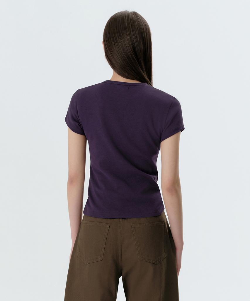 MUSINSA STANDARD WOMAN Women'S Slim Crew Neck T-Shirt [Dark Purple]