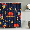 Stylish Space Pattern Shower Curtain For Bathroom Decoration Waterproof Fabric With Hooks