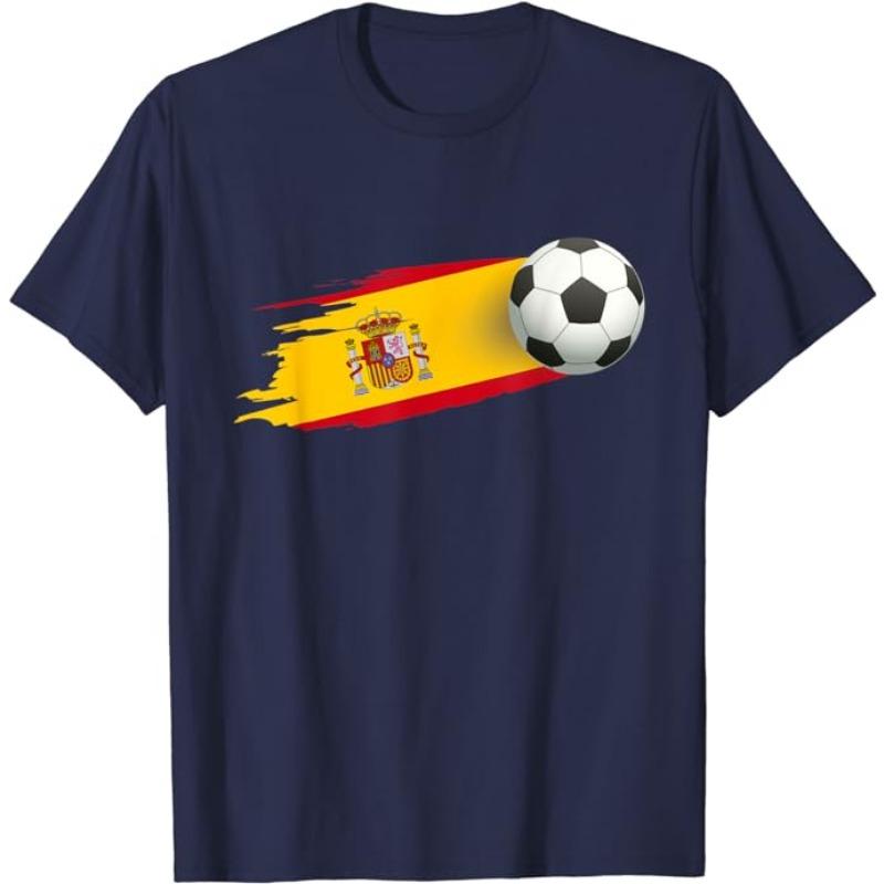 Spain Soccer Ball Spain Flag Jersey - Spanish Football Fan T-Shirt Spanish Flag Red España Graphic Tee Top Espana Support Outfit