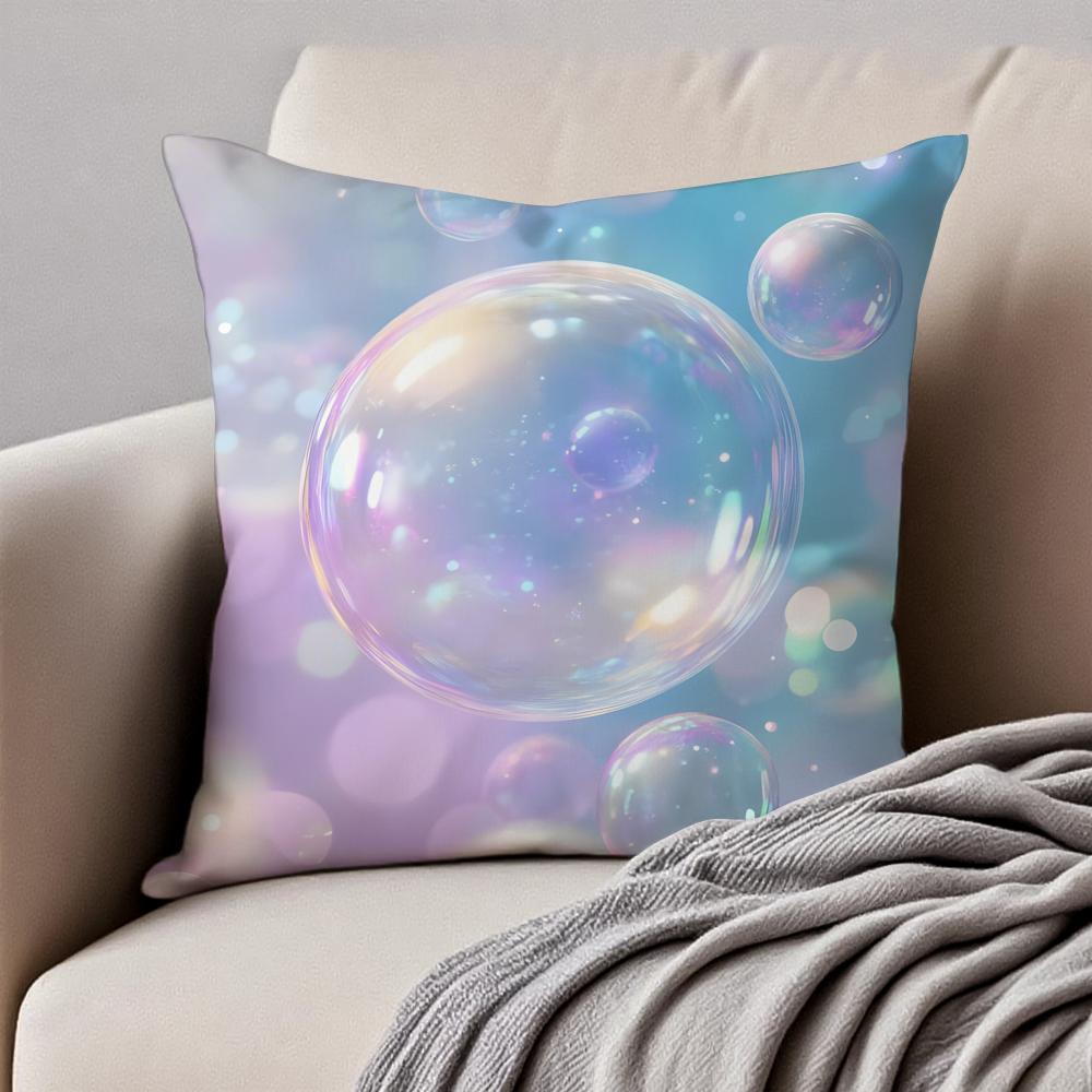 Colorful And Diverse Soap Bubbles Cushion Cover Pillowcase Antidustmite Invisible Zipper Short Plush Sofa Cushion