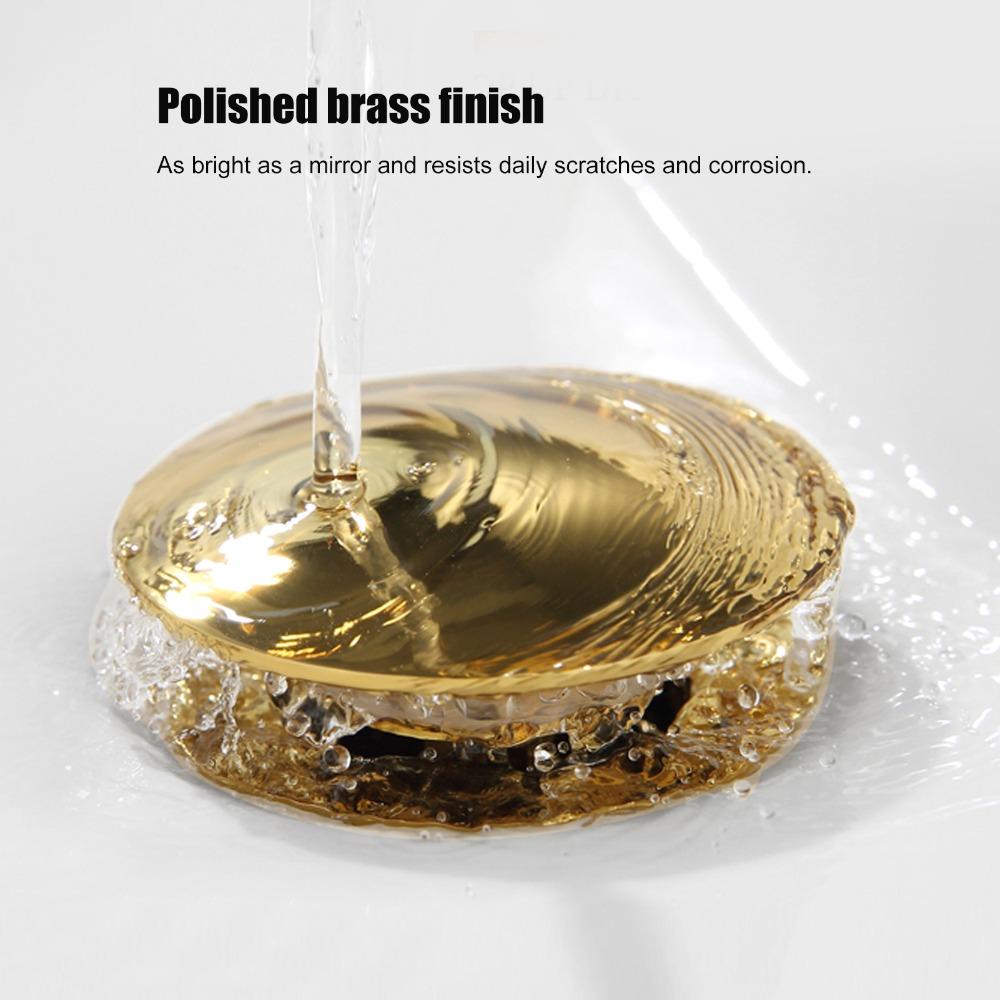 Push Bounce Bathroom Sink Drain Polish Gold Finish Draining Stopper Drain Stopper  Bathroom
