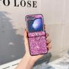 Ring Diamond Sparkling Powder Phone Case for Samsung Galaxy Z Flip 6 5 4 3 Flip6 Flip5 Flip4 Flip3 Protective Shockproof Cover