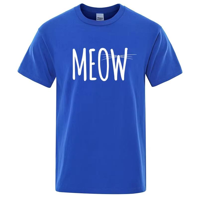 Meow Cat Whiskers Graphic Tshirt Cat Lover Casual Short Sleeve Unisex Funny Kitten Owner Streetwear Tee Animal Pet Gift
