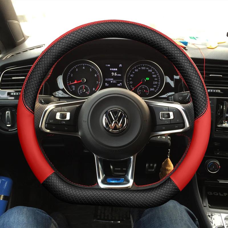 Car Steering Wheel Cover Artificial Leather For Volkswagen Golf 7 GTI Golf R MK7 VW Polo GTI Scirocco 2015 2016 Auto Interior Et4